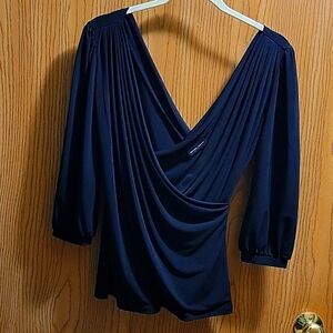 NY & Co. Cross V-neck long-sleeved blouse